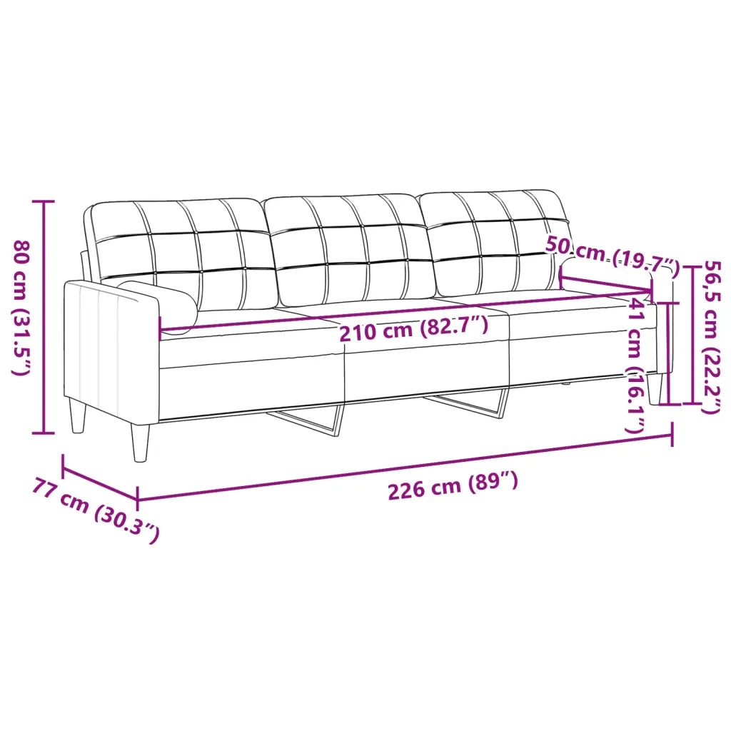 Divano a 3 Posti con Cuscini-Sofa 3 Posti con Cuscini Verde Scuro 210 cm in Velluto