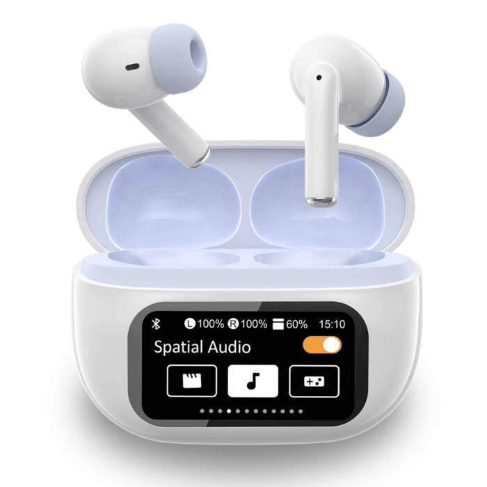 Auricolari wireless Bluetooth 5.4 con display LCD, ANC+ENC, 25dB riduzione rumore, autonomia 24h - SOGO