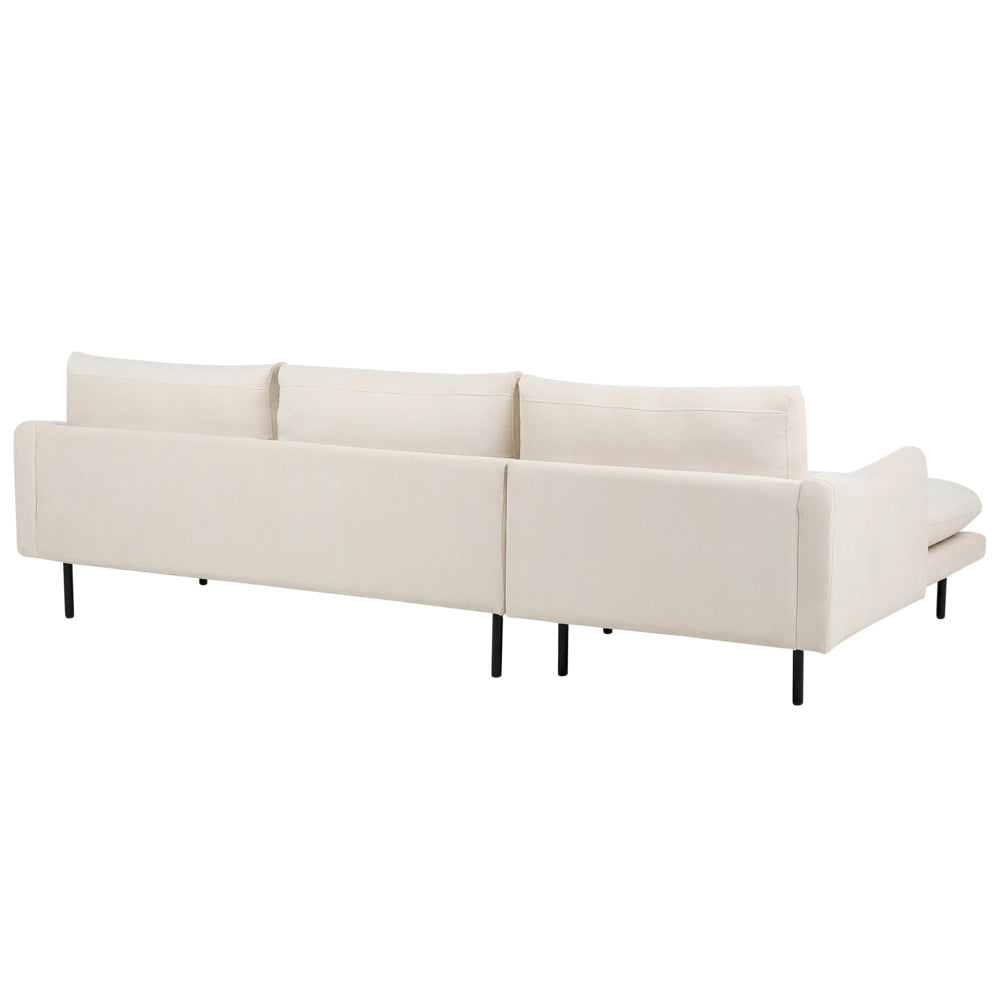 Divano angolare moderno in tessuto beige chiaro con gambe nere a 4 posti Stile Retrò Moderno