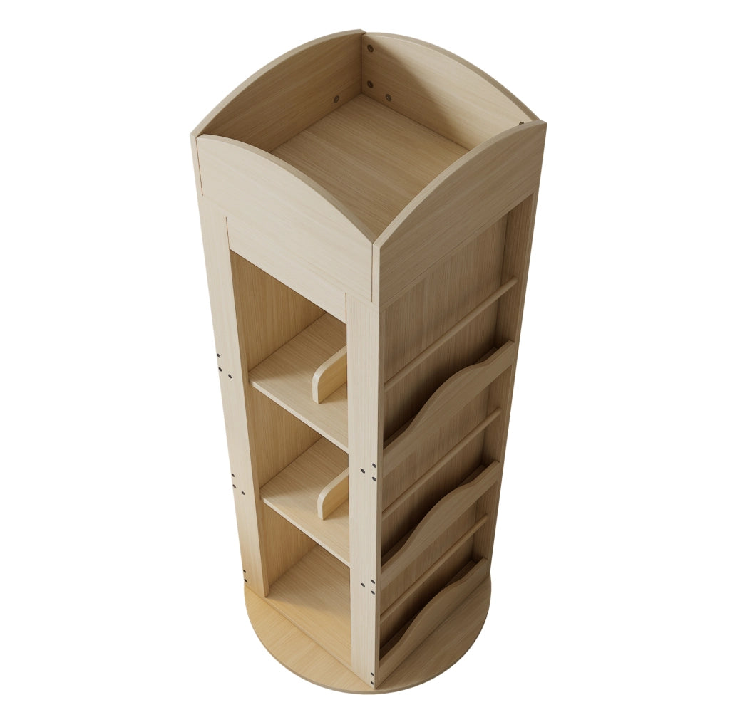 Libreria girevole a 360° in MDF, 4 ripiani, naturale