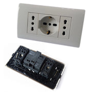 Trade Shop - Placca Placchetta 3 Posti Completa 2 Prese Bipasso 1 Presa Shuko Incasso 504 -