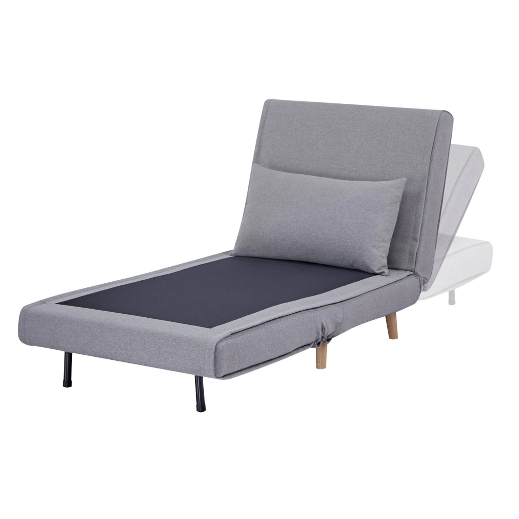 Poltrona letto convertibile tessuto con piedi in legno 1 posto, grigio