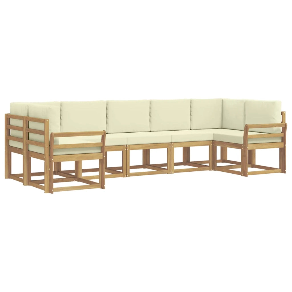 Set di divani da esterno 7 pz Bianco e Crema 3388154