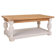 Tavolino in legno intagliato marrone 120x70x50h