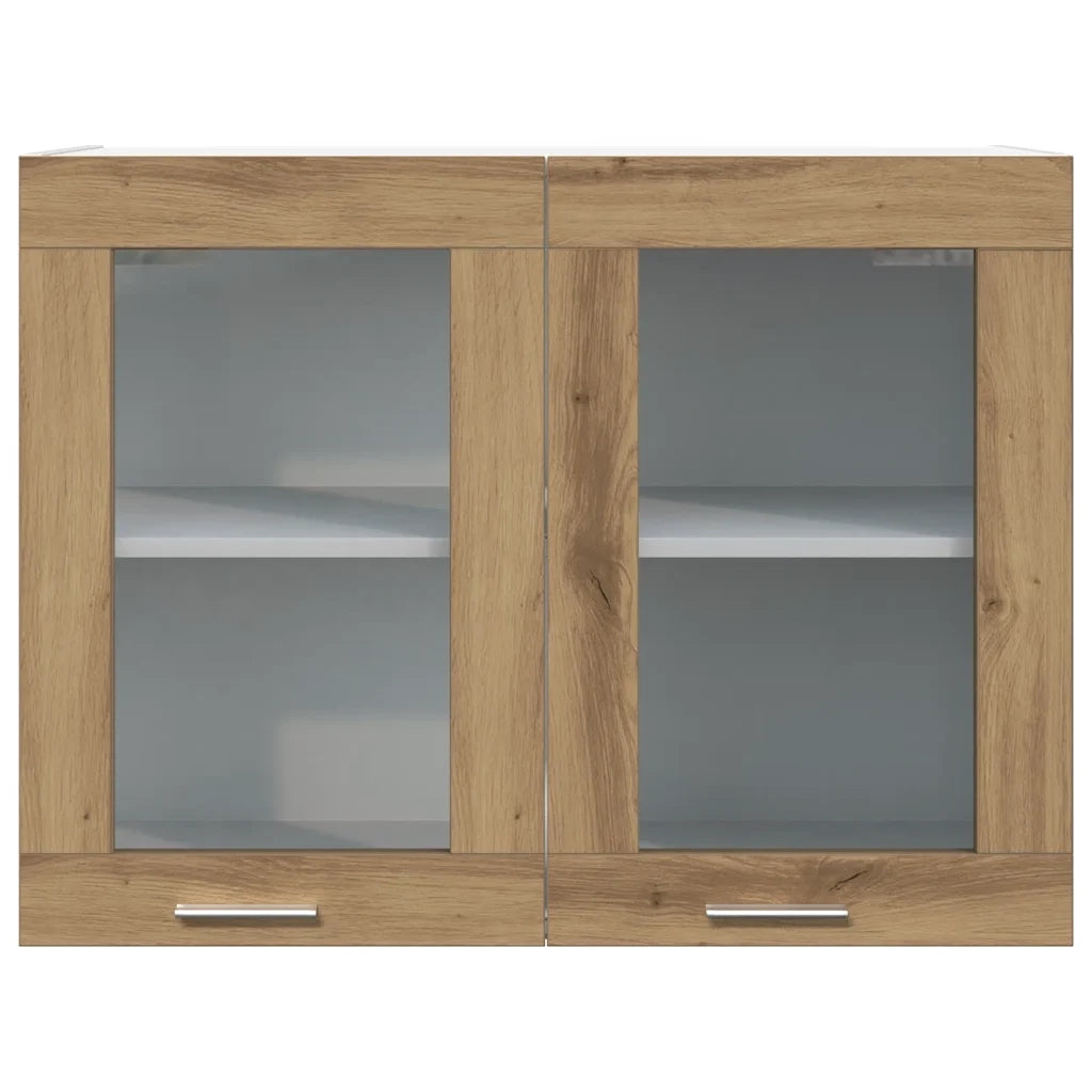 Pensile con Vetro “Lyon” Rovere Artigianale 80x31x60 cm 856120