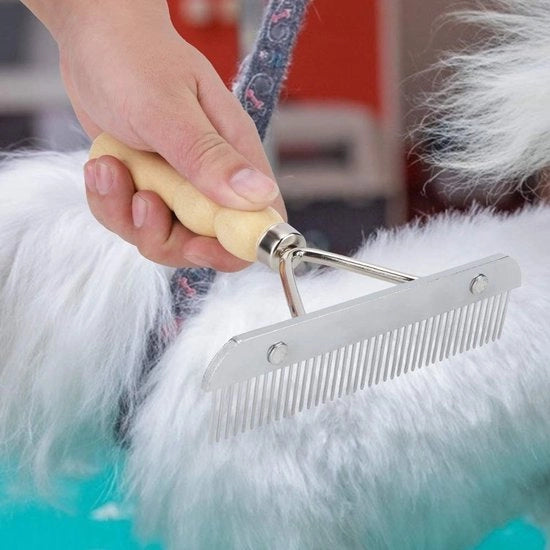 Pet Grooming Tool con Manico in Legno - Antiscivolo - Massaggio Cutaneo - Effettivo contro la Caduta dei Capelli - Detersore per Animali