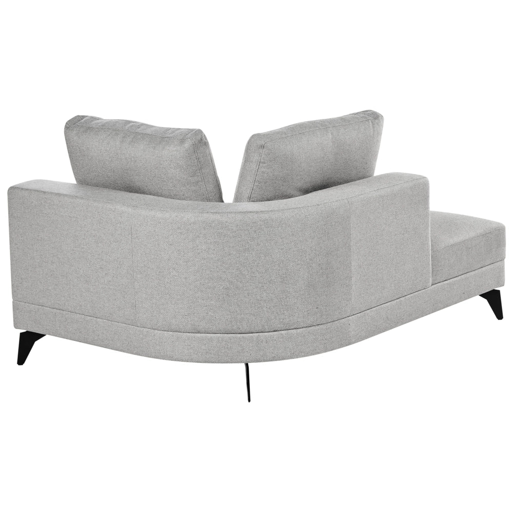 Chaise longue con rivestimento in lino sintetico idrorepellente Gambe in ferro nero con cuscini Grigio lato destro stile moderno