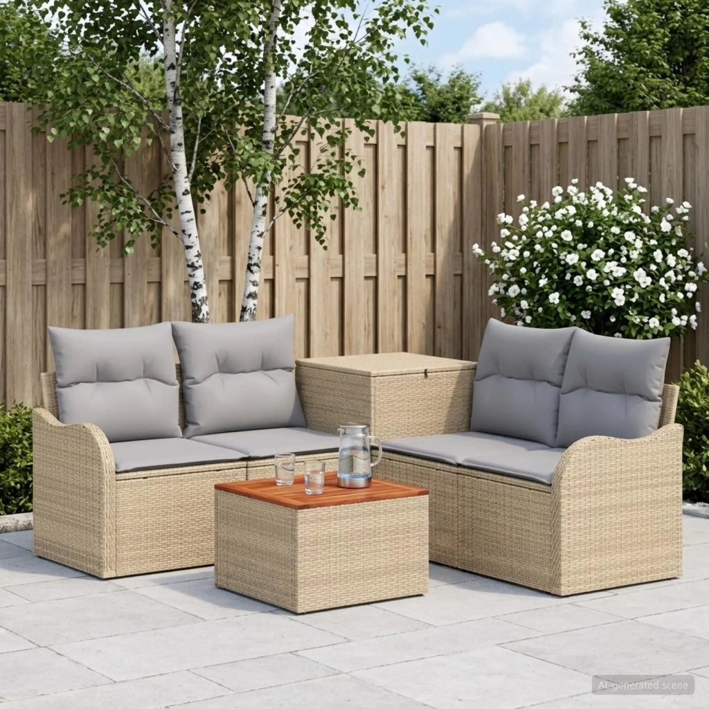 Set di divani 6 pz Beige e Grigio Chiaro 3447147