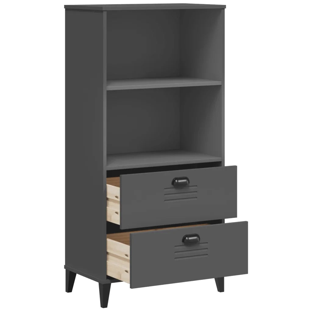 Libreria-Scaffale per Libri-Mobile di Stoccaggio VIKEN Grigio Antracite 60x35x123 cm Legno Multistrato