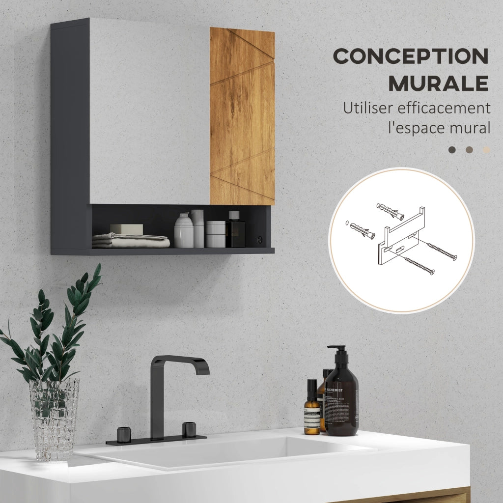 Armadietto da bagno specchio 2 ante ¨C zephmum ¨C naturale 55x17x55 cm