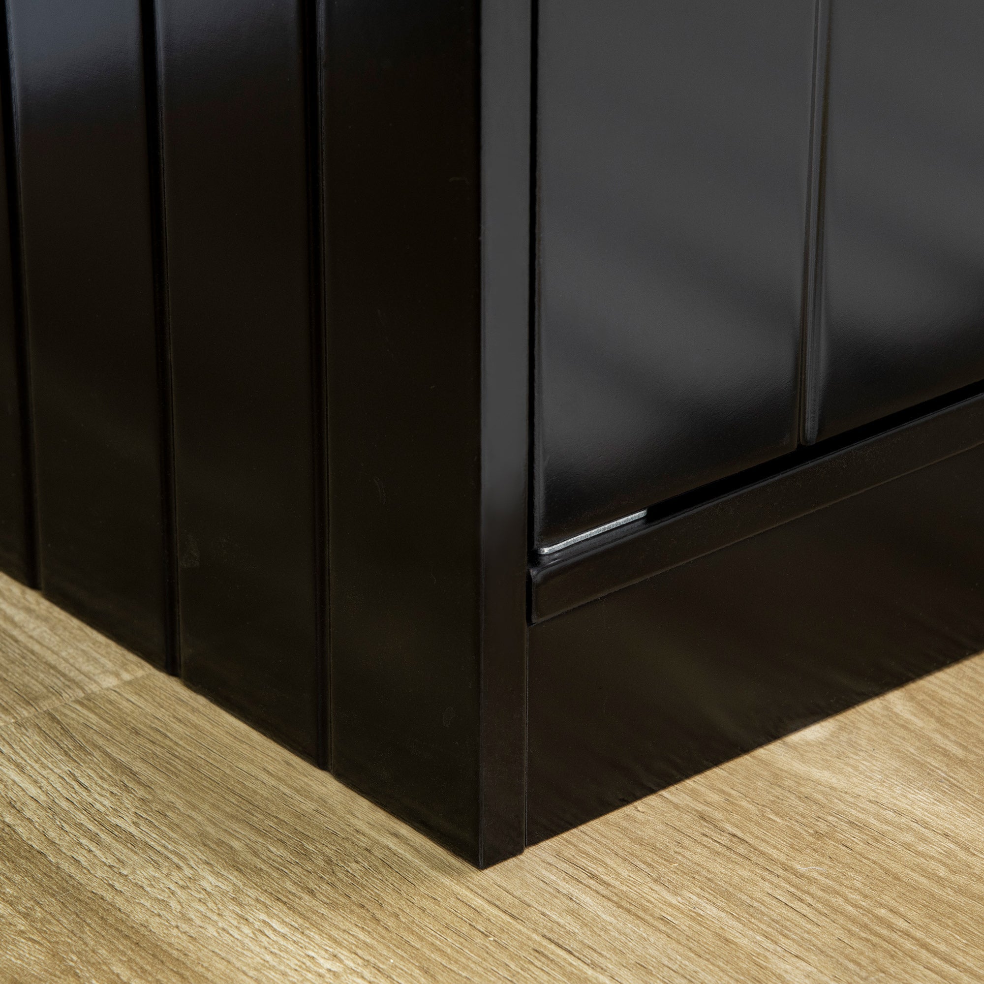 2 Ciotole per Cani Rialzate 60x30x35,5 cm in Acciaio Inox con Vano Contenitore Nero