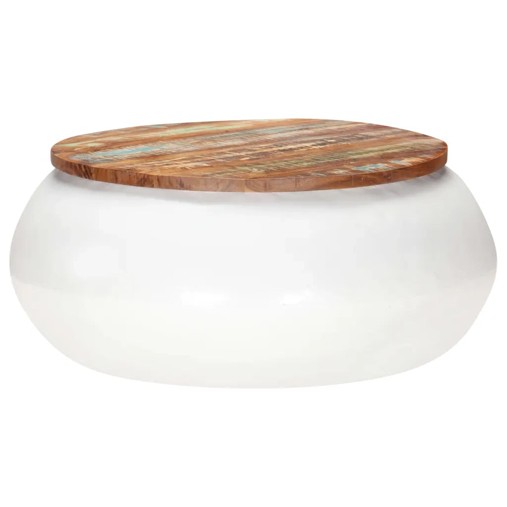Tavolino da Salotto Bianco 68x68x30 cm Legno di Recupero 323534