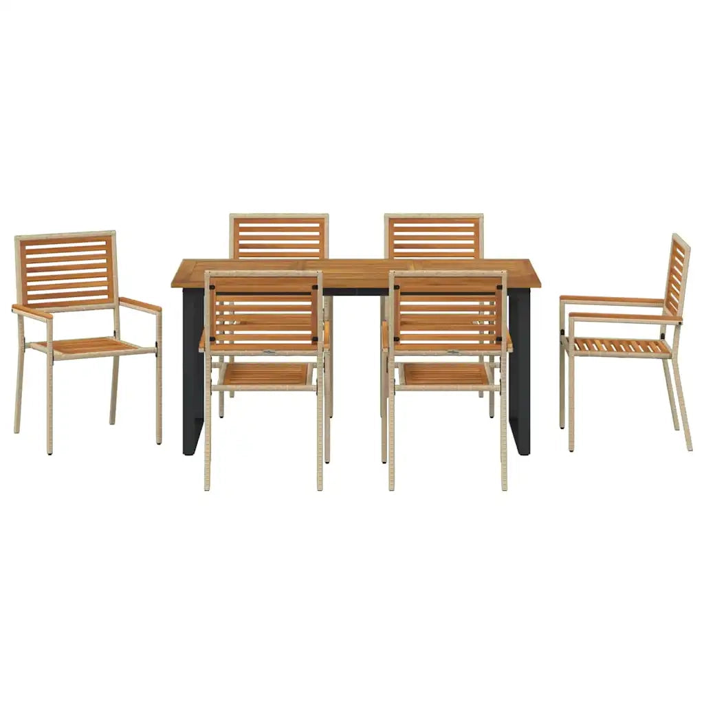 Set da Pranzo per Giardino 7 pcs Beige Legno di Acacia Massello 3365462
