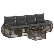 Set Divano da Giardino 5 pcs Grigio e Grigio Scuro polyrattan