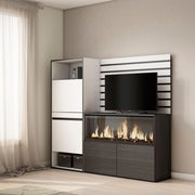 Credenza, 167x35x145cm, Camera da letto, Camino elettrico XXL, Scarpiera, Bianco RF3385