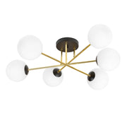 Lampadario Emibig MAGNUM 6 luci E14 oro vetro bianco