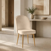 Sedia da Pranzo Set da 2 con Schienale Ergonomico e Piedini Antiscivolo, Velluto Beige, 45.5 × 62 × 87.5 cm