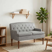 Loveseat con bottoni imbottiti Grigio Chiaro 111 x 65 x 79 cm 42041843