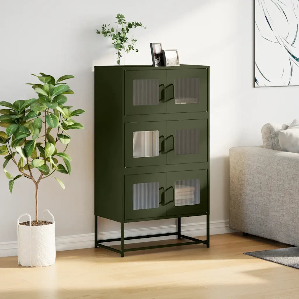 Credenza Verde Oliva 68x39x123 cm in Acciaio