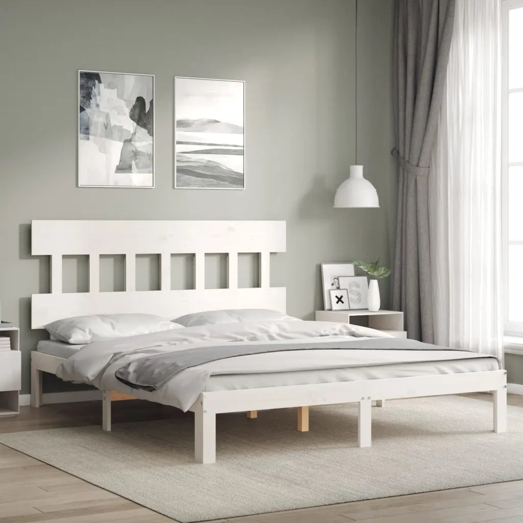 Giroletto senza Materasso Bianco 160x200 cm Legno Massello Pino 3193607