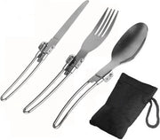 Set di Campeggio - Spork in Acciaio Inox - Set di Cucina per l'Esterno - Set di Cucina con Karabina - Set di Cucina - Campeggio e Survival Outdoor - Fork, Cucchiaio e Coltello - Servizio da Campeggio Compacto e Portatile