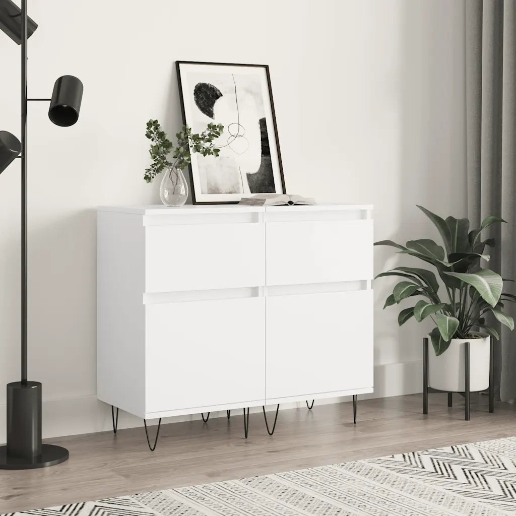 Credenze 2 pz | Madia | Buffet da pranzo | Armadio da pranzo Bianche 40x35x70 cm in Legno Multistrato