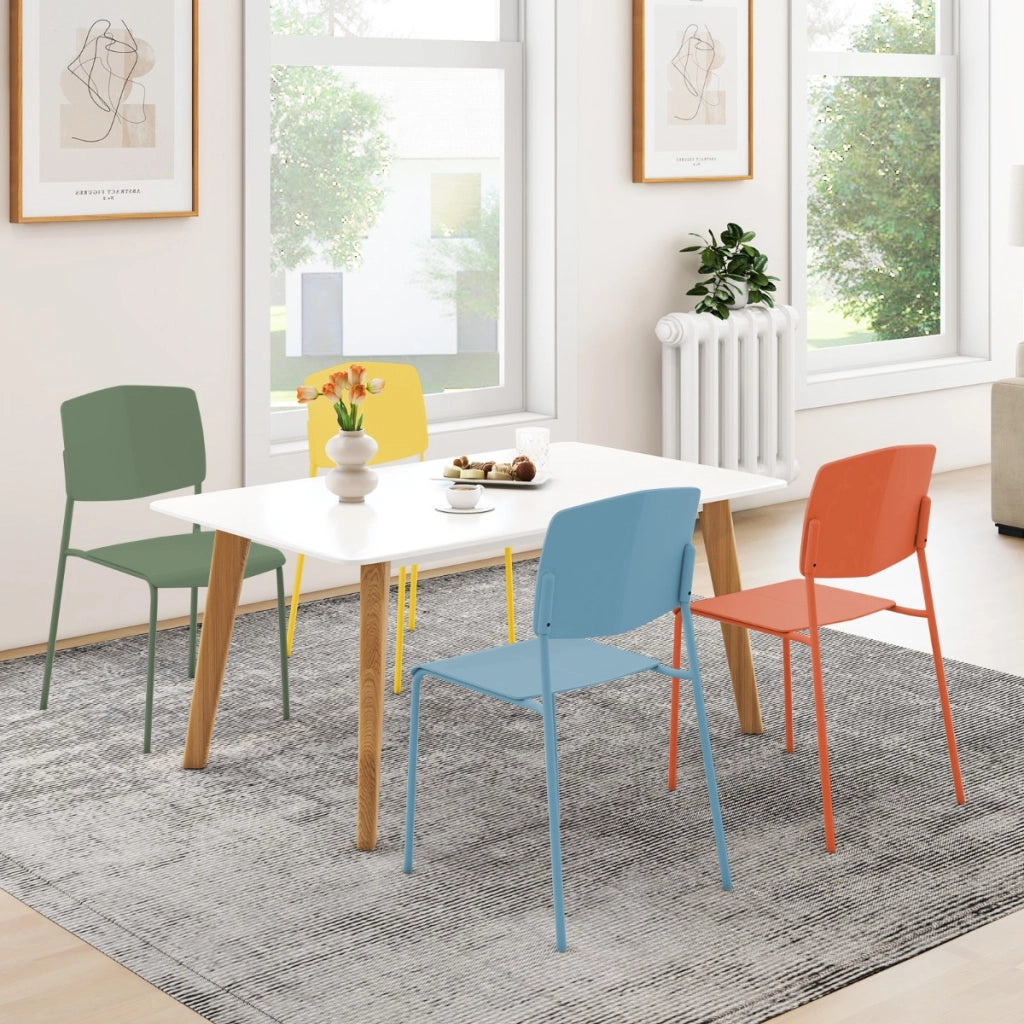 Set di 4 sedie da pranzo con schienale ergonomico e seduta ampia, Sedie laterali senza bracci portata 160kg Colorato-Sedie da pranzo