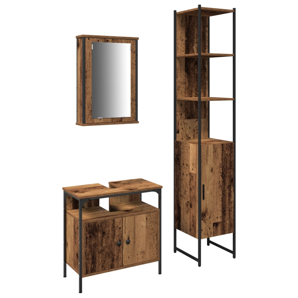 Mobile da bagno con lavabo integrato in legno vecchio