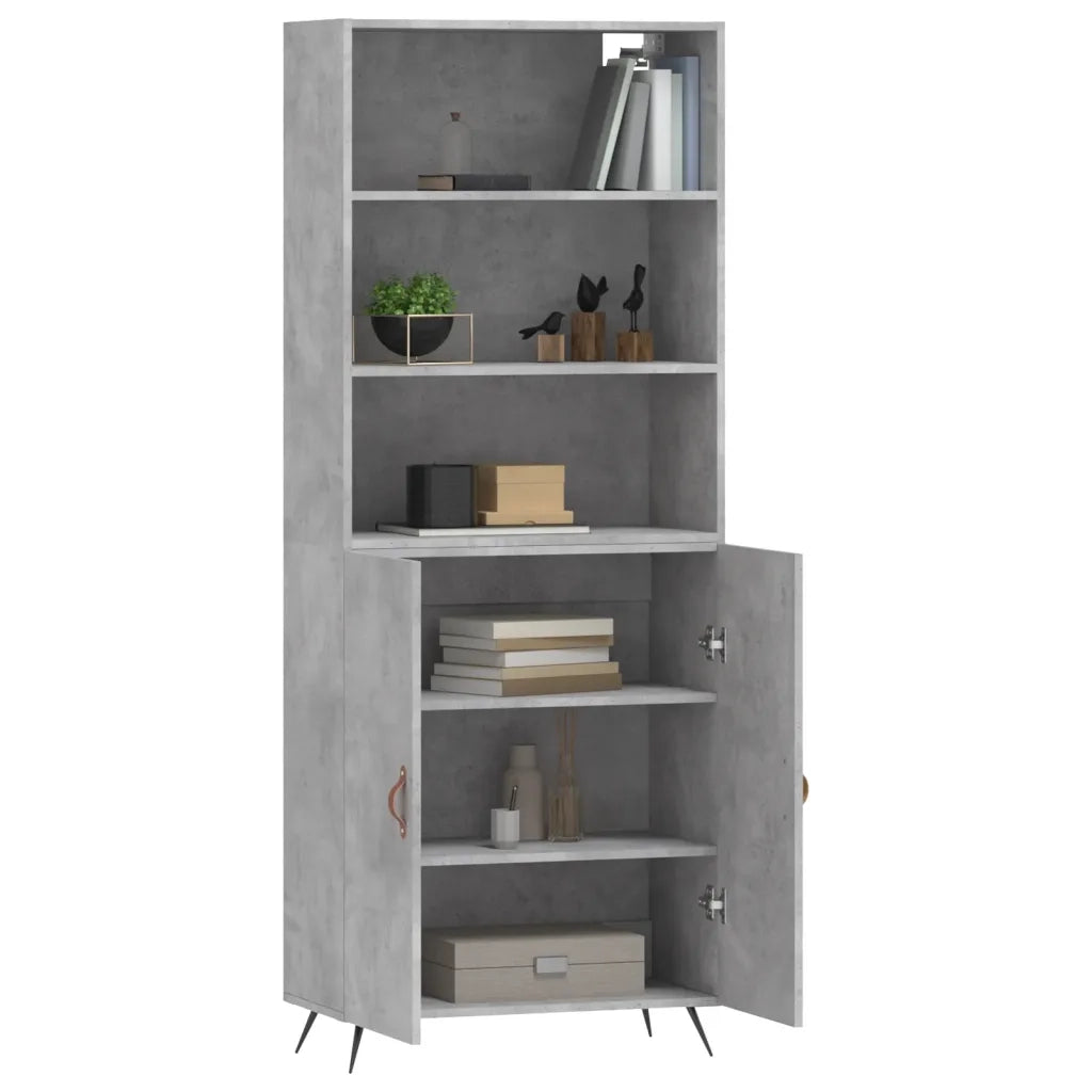 Credenza-Buffet-Armadio da cucina Grigio Cemento 69,5x34x180 cm in Legno Multistrato 566575