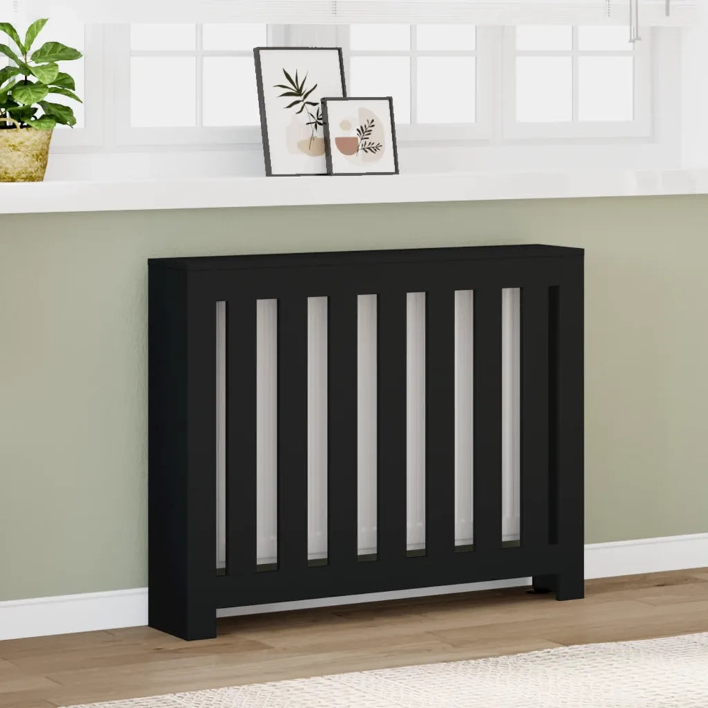 Copertura Termosifone Nera 104x20x82 cm Legno Multistrato CFW5591245