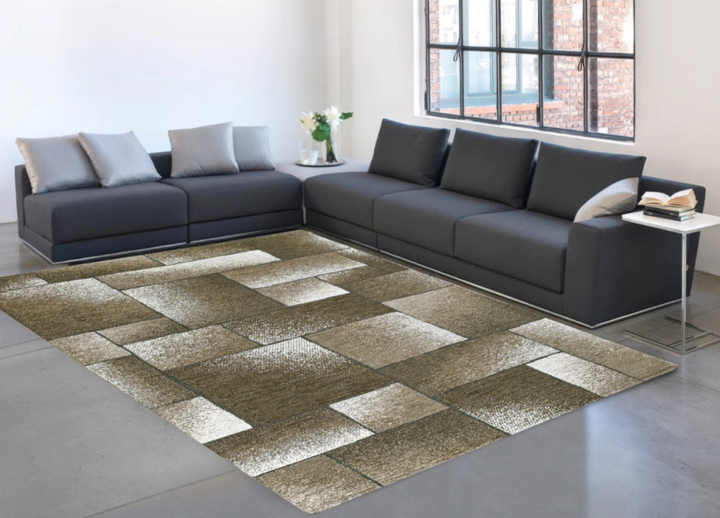 Tappeto Salotto Velour Antiscivolo Disegno Tetrix By Suardi - 65x220 - Fango
