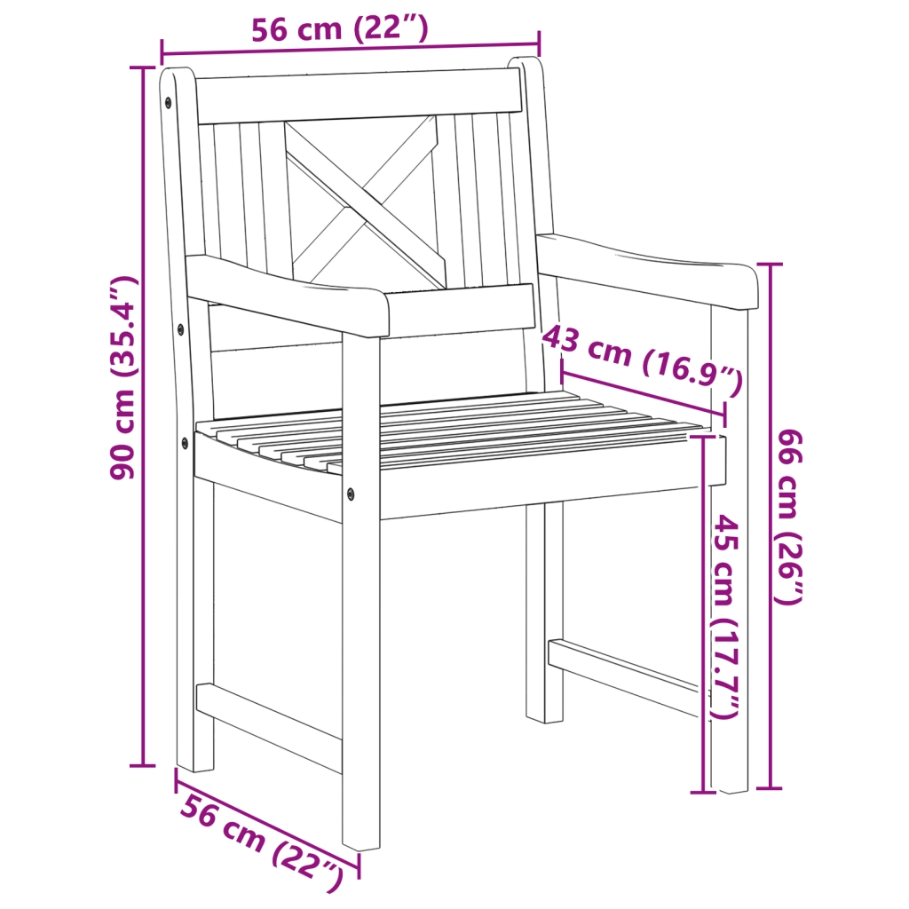 Sedie da giardino 2 pcs 56x56x90 cm Legno massello di acacia