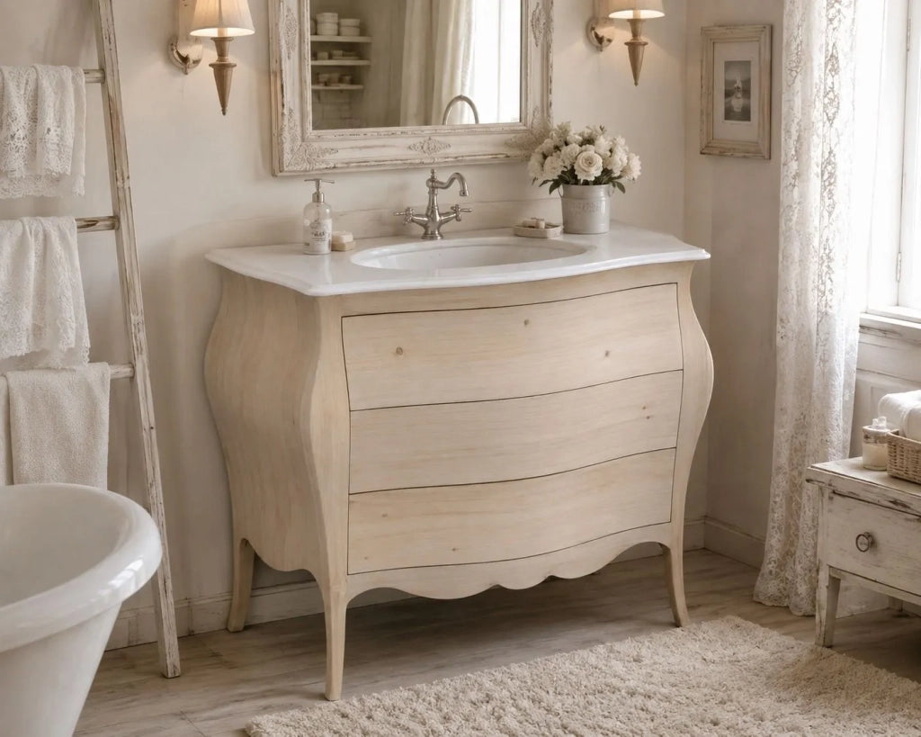 Mobile bagno bombato 3 cassetti grezzo  l.108 p.55 h.82 (3030) - Mobili 2G