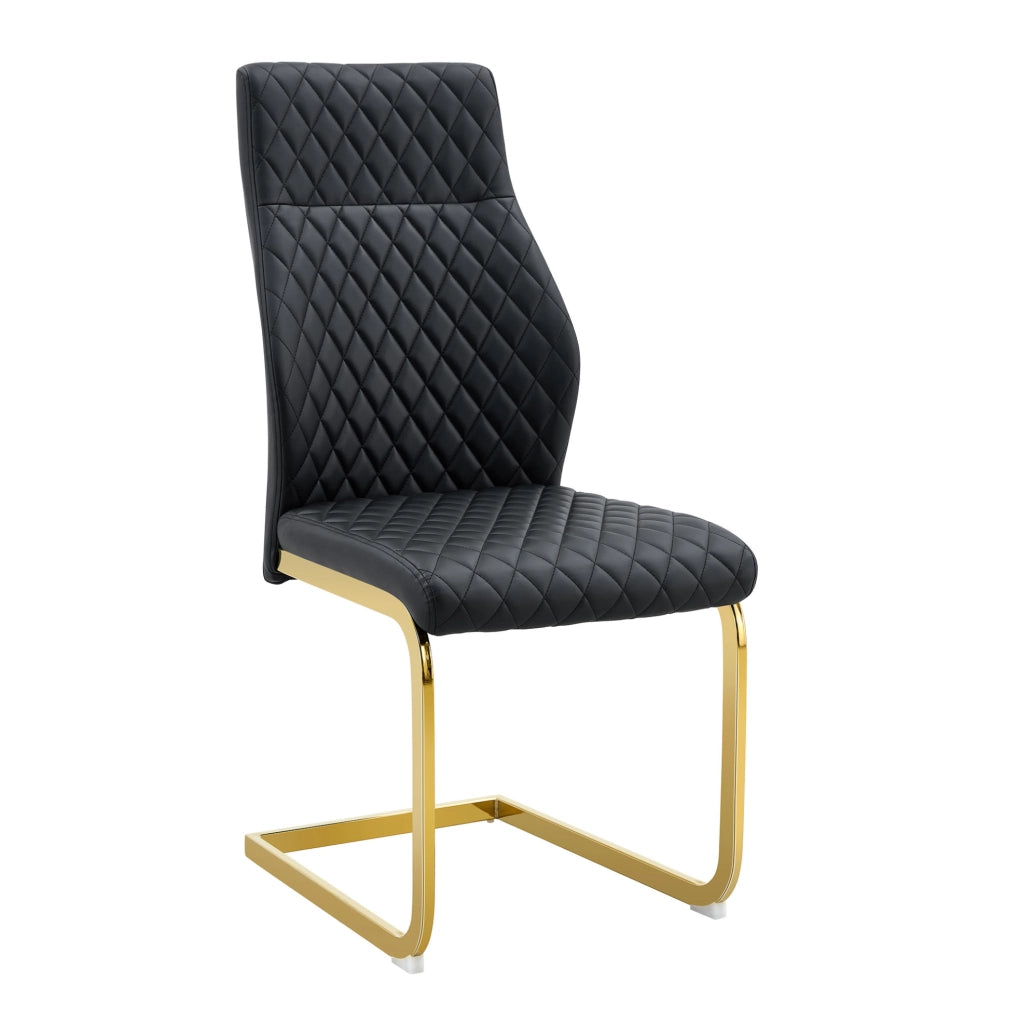 Set di 2 sedie da pranzo nere con struttura dorata