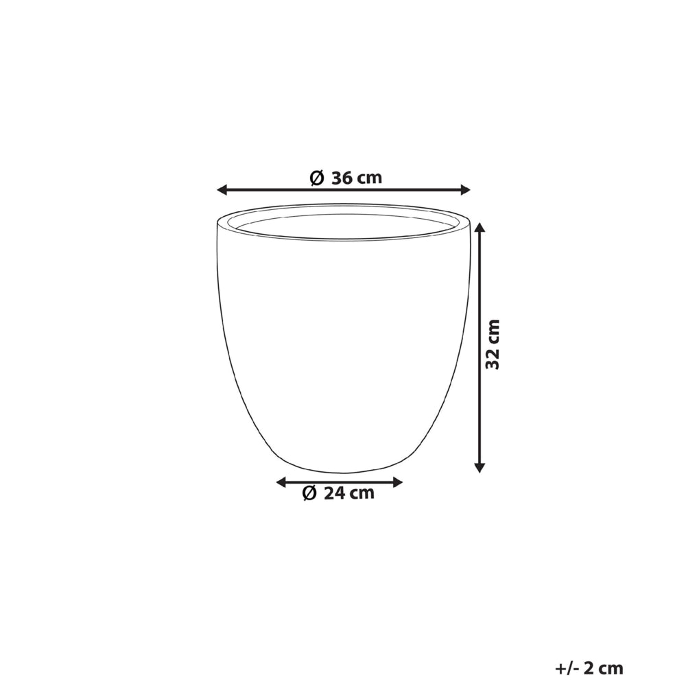 Vaso da fiori in argilla bianco sporco 36 x 36 x 32 cm per interni ed esterni resistente alle intemperie