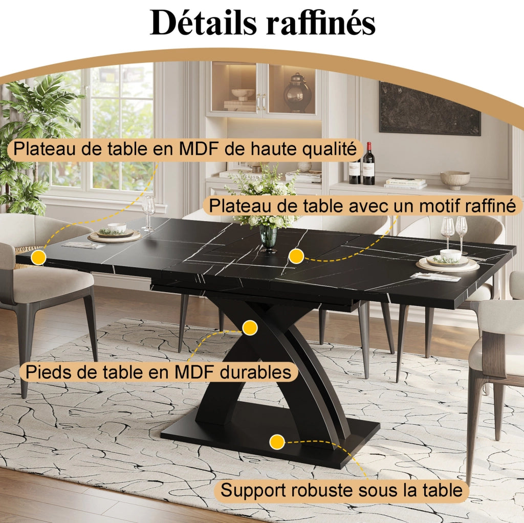 Tavolo da pranzo allungabile 120-160 x 80 cm in MDF e metallo nero