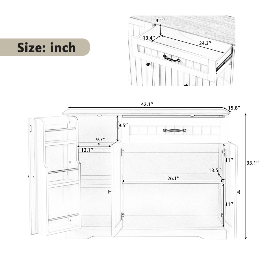 Credenza moderna con 3 ante e cassetto - Zephmum - Elegante, per soggiorno e ingresso (Nero)