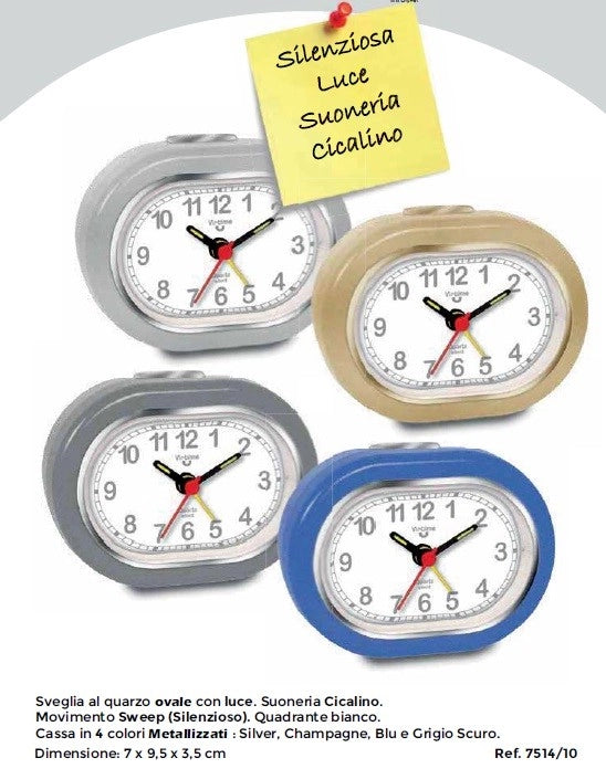 1 Pezzo Orologio Sveglia al Quarzo Ovale Silenziosa con Luce 4 Colori