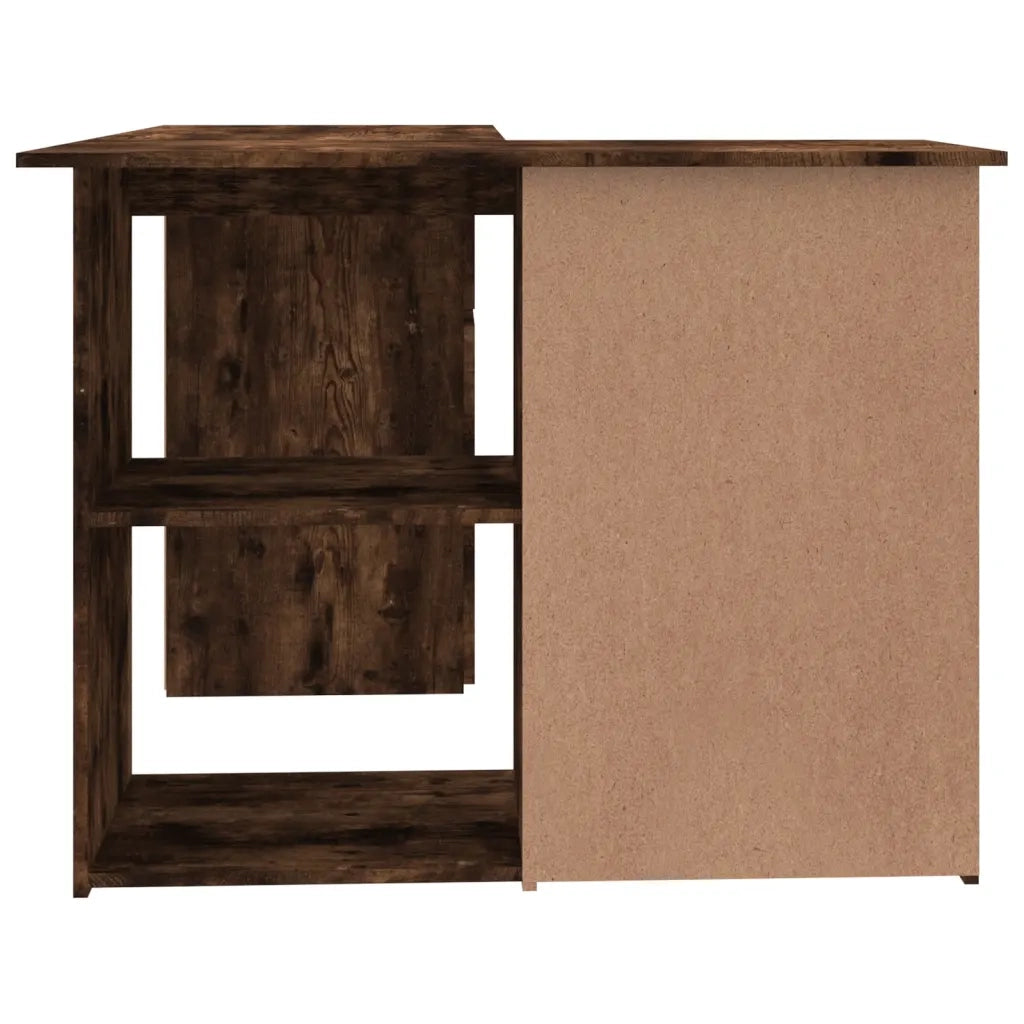Scrivania | Tavolo da Ufficio ad Angolo Rovere Fumo 145x100x76 cm Legno Multistrato