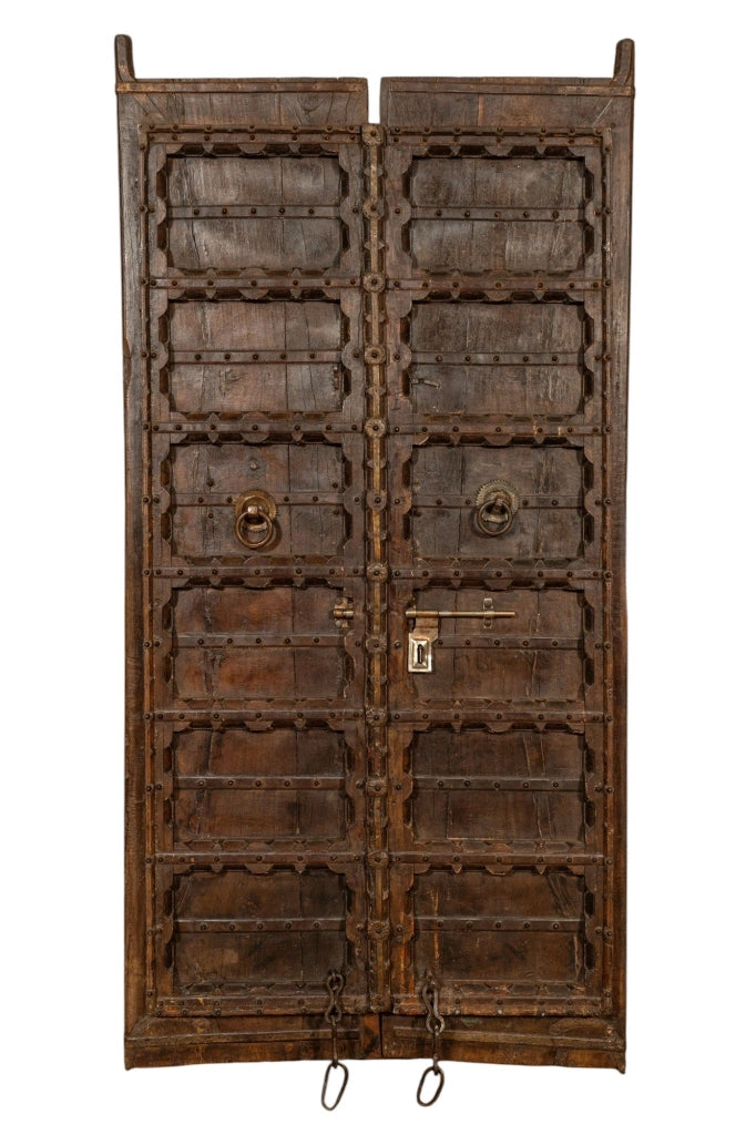 Biscottini Porta portone in legno massello e ferro da interno o da esterno vecchia e antica medievale scorrevole