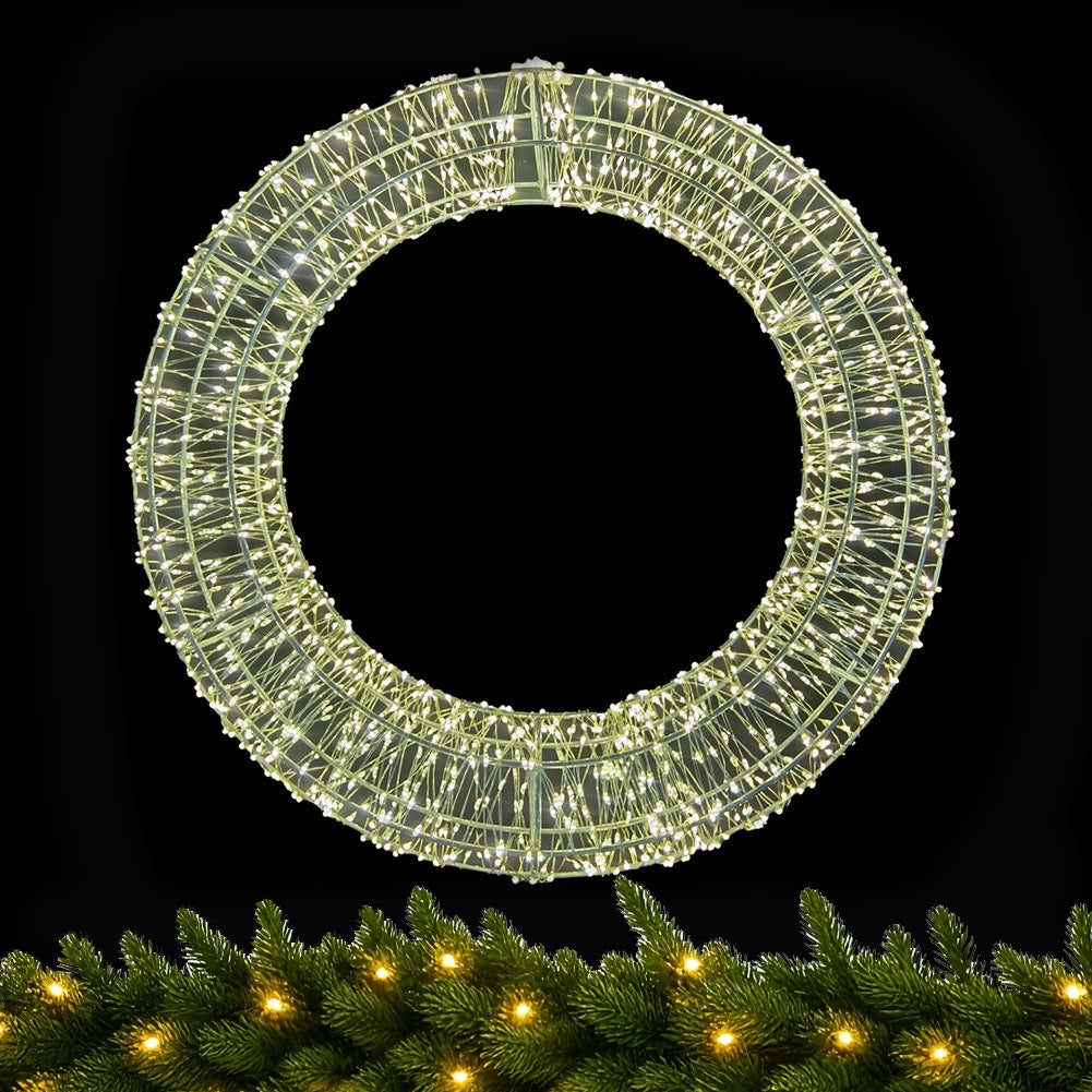 Ghirlanda Natalizia 3D in Metallo con 960 Luci LED Diametro 38 cm da appendere