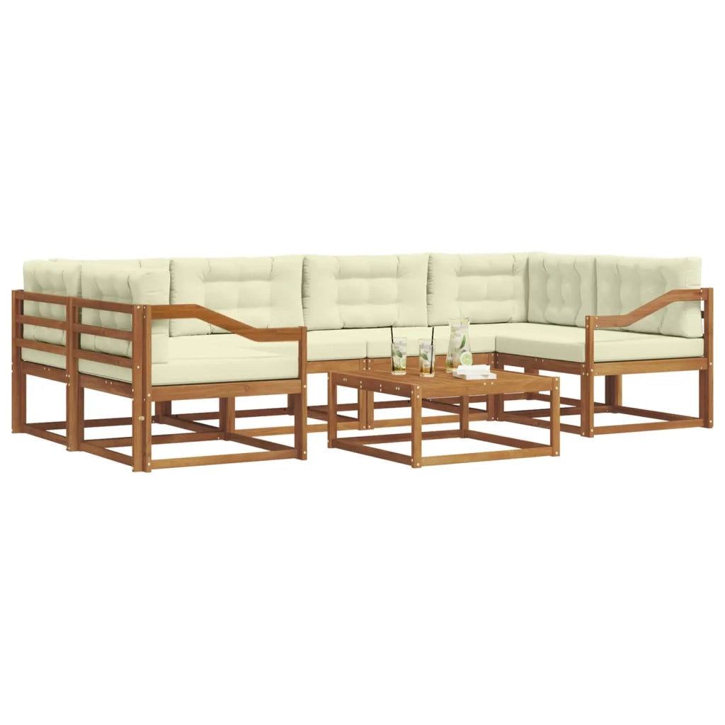 Set di divani da esterno con cuscino 7 pcs Naturale e Crema 3367278