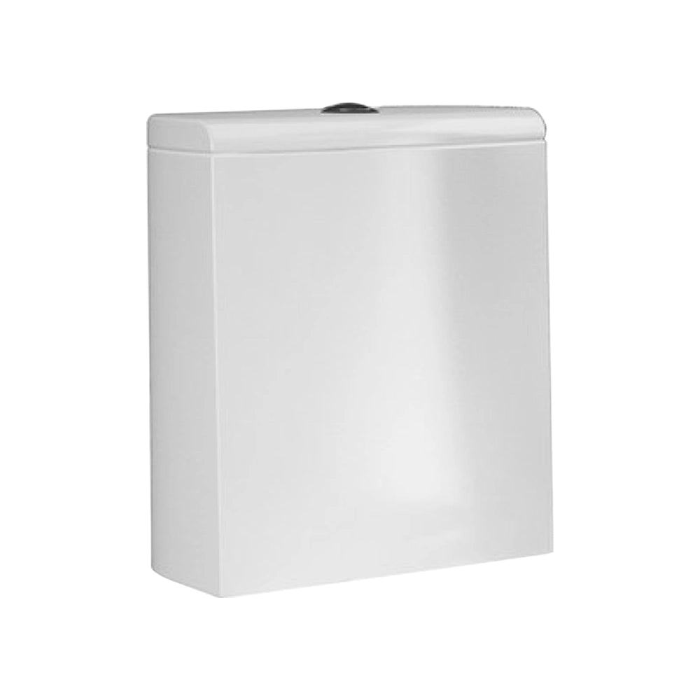 WC monoblocco filomuro in ceramica con scarico Rimless, cassetta e sedile Rak Illusion
