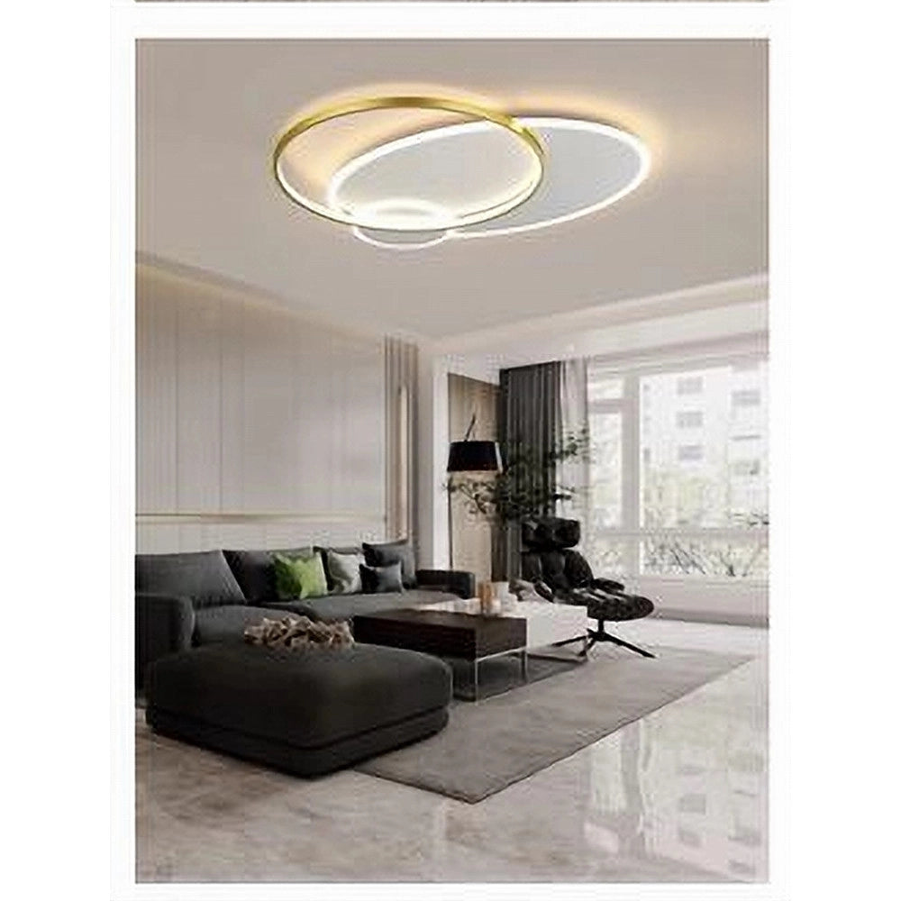 Trade Shop - Plafoniera Led 42w Cerchio Oro Bianco Moderno Soffitto Tonda Luce Naturale 71554 -