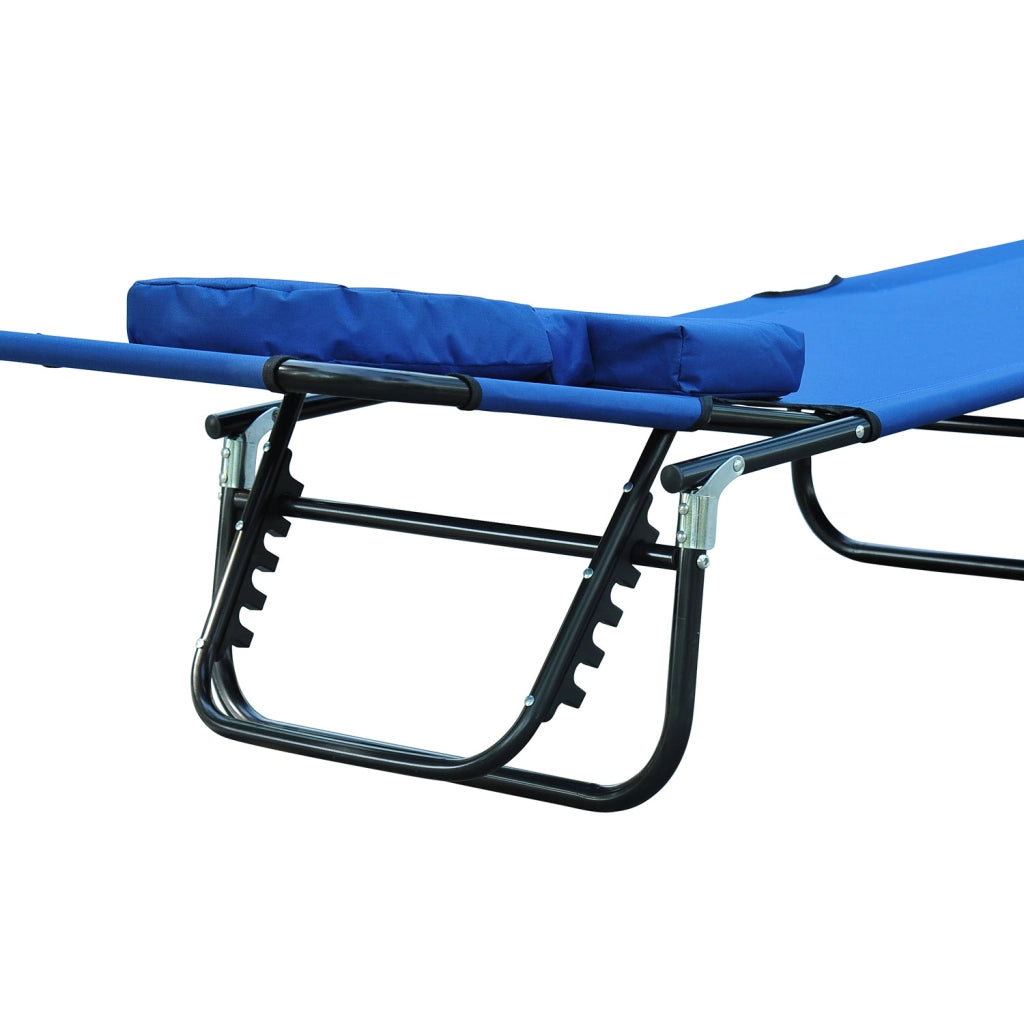 Lettino Prendisole Pieghevole da Giardino ¨C Xylo ¨C Schienale Regolabile 4 Posizioni con Cuscino Blu