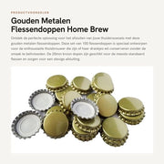 Set di tappi per bottiglia flessibili da 100 - Tappi metallici dorati - 25 mm di diametro - Adatti per banchi da birra domestici - Nessuna influenza di sapore - Tappi per bottiglia