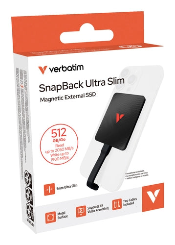 Verbatim SnapBack Ultra Slim SSD 512GB USB tipo-C USB 3.2 Gen 2x2 Nero