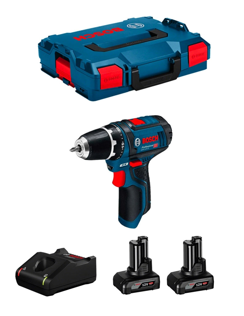 Trapano Avvitatore BOSCH GSR 12V-15 (2 x 6,0 Ah + GAL12V-40 + L-Boxx 102)