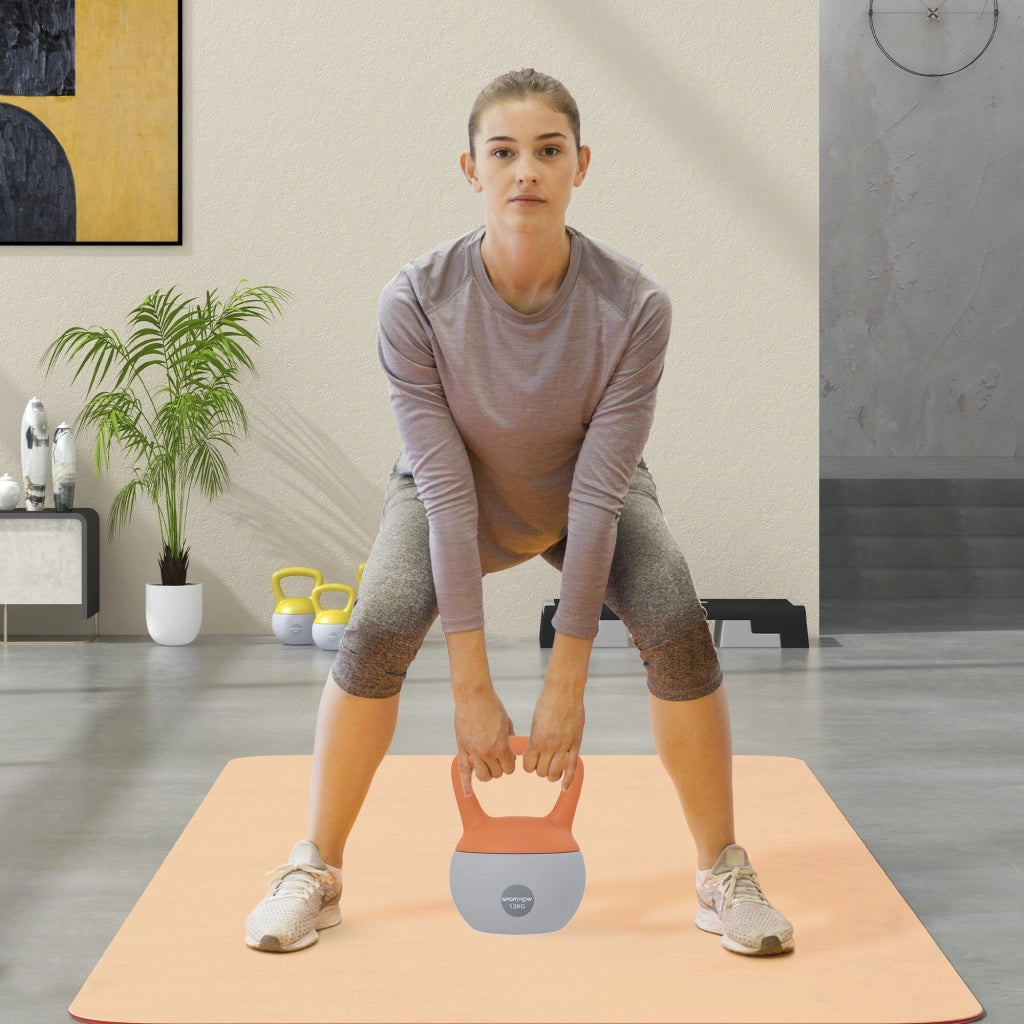 Kettlebell 12 kg Pesa Rusa ¨C zephmum ¨C 21x21x30 cm Arancione e Grigio