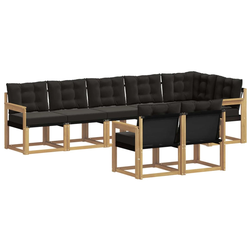 Set di divani da esterno con cuscino 8 pcs Bianco e Nero
